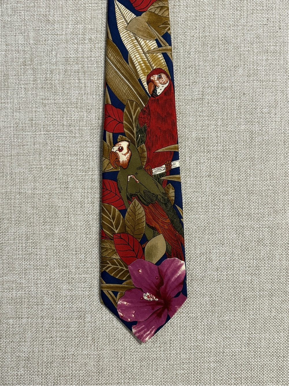 Bullock & Jones Silk Parrot Tropical Novelty Tie San Francisco 3.5” Wide